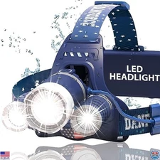DanForce 1080 Lumen LED Headlamp - USB Rechargeable, Zoomable, IPX54 Waterproof