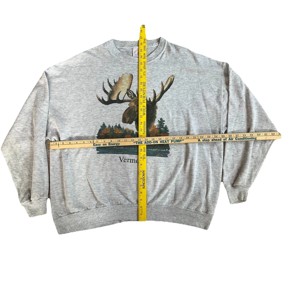 Sudadera De Colección Jerzees 3XL Alce Vermont Hecha en EE. UU. Naturaleza Otoño Escena Gris Foto 4 de 4