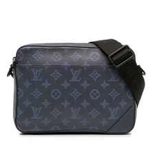 Authenticated Louis Vuitton Monogram Shadow Duo Messenger Blue