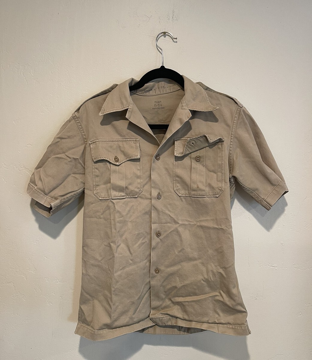 Men's WWll Safari Shirt Tan Beige Small Medium VINTAGE world