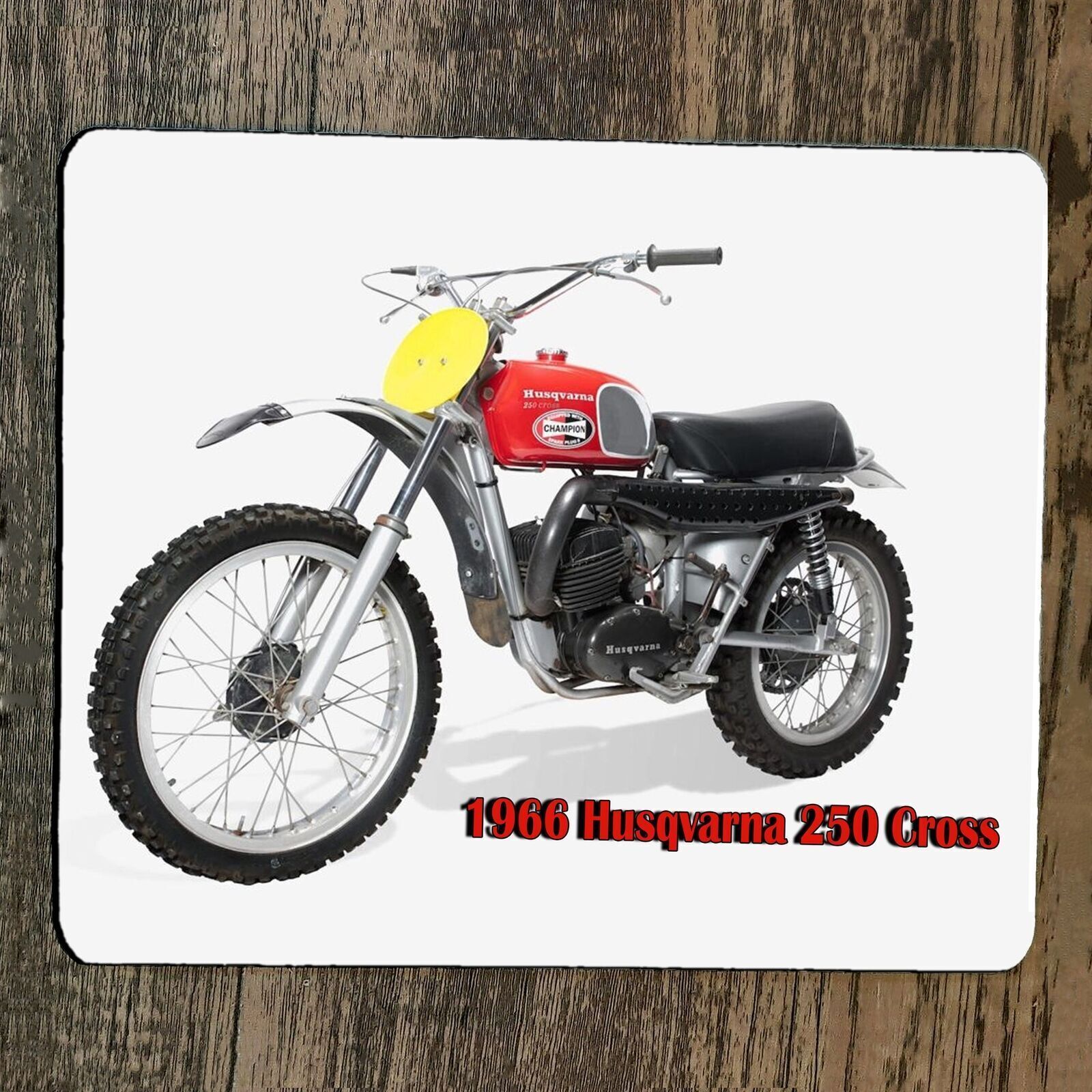 Vintage 1966 Husqvarna 250 Cross Motocross Dirt Bike Mouse Pad-image