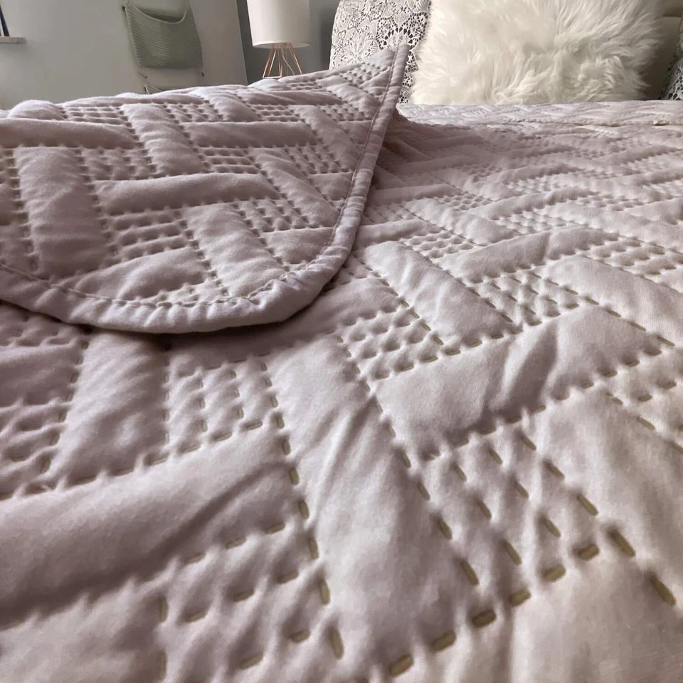 HOMELEVEL Tagesdecke Bettüberwurf Sofaüberwurf , Altrosa, 200 x 220cm, gesteppt - Bild 2 von 4