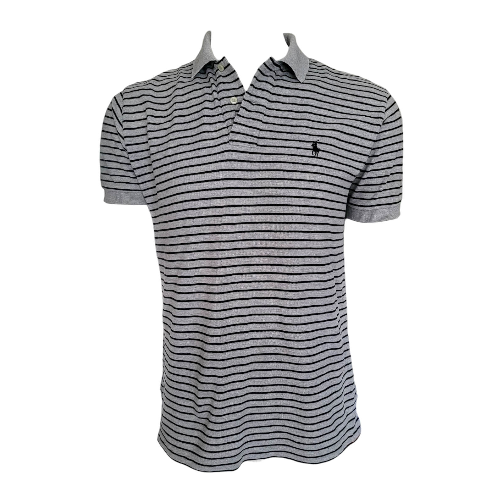 Polo Ralph Lauren Uomo Medium Grigio Nero Righe Classico Nero Pony
