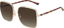 JIMMY CHOO ALIANA 59mm Square Sunglasses Gold Havana / Brown Gradient NIB 415