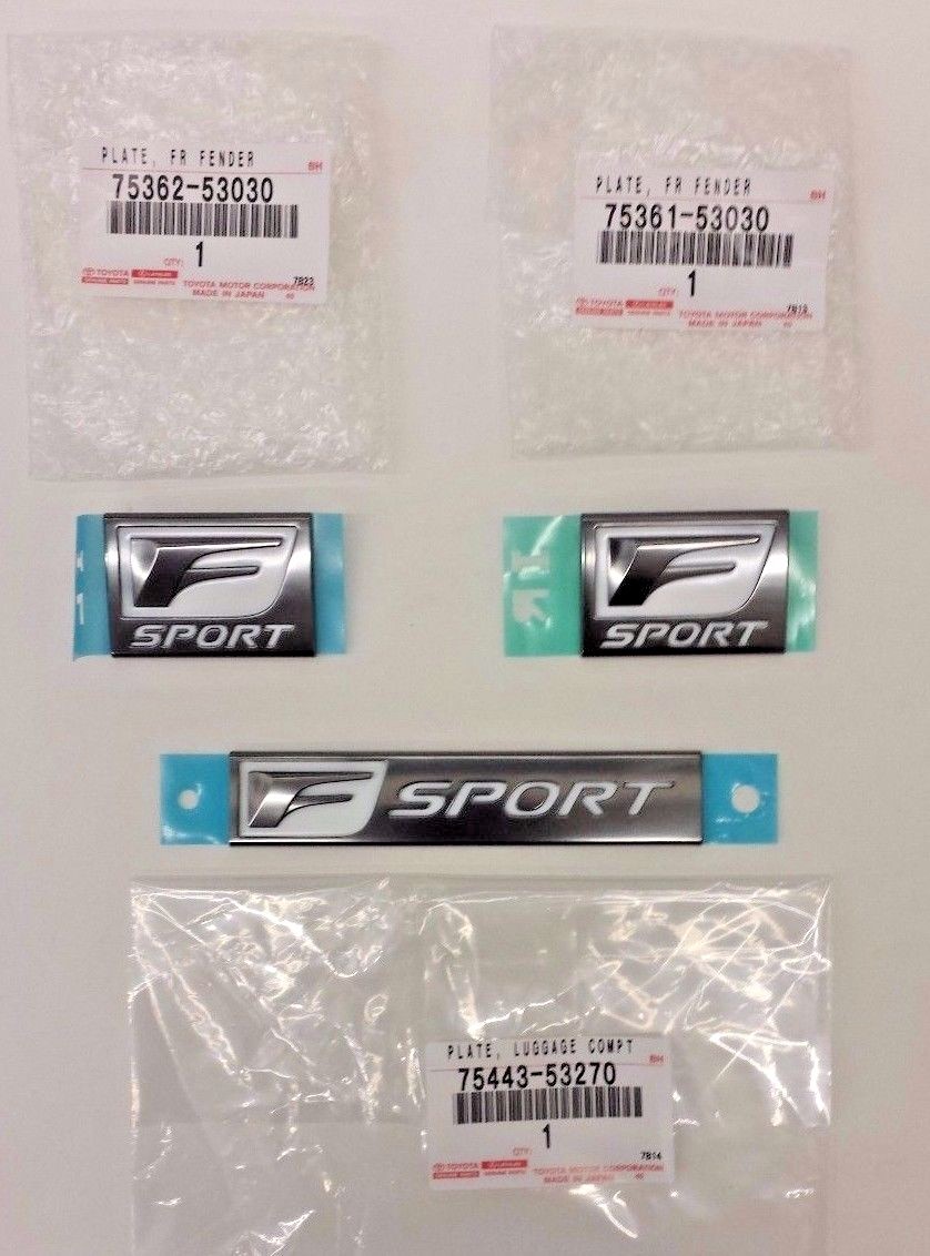 LEXUS OEM FACTORY FENDER AND TRUNK LID F-SPORT EMBLEM SET