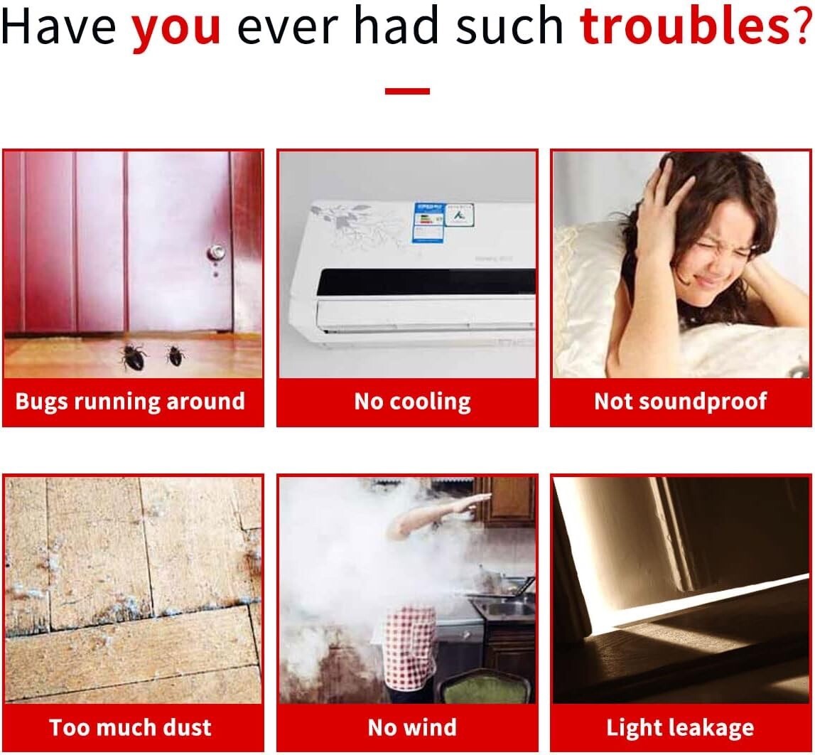 Door Draft Stopper Strong Adhesive Draft Stopper for Bottom of Door  39"L White