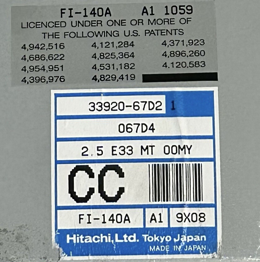 00 Suzuki Grand Vitara 2.5L MT ECU ECM PCM Engine Computer 00 Suzuki Grand Vitara 2.5L MT ECU ECM PCM Engine Computer