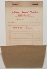 Vintage receipt book MOORES FOOD CENTER Groceries Meat Rushville Missouri unused