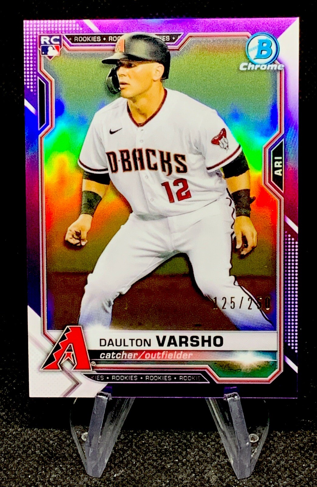 2021 Bowman Chrome Purple Refractor /250 Daulton Varsho #95 RC Arizona Diamondba