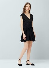 Brand New Mango Black Dress 🖤 Hand Embroidered S