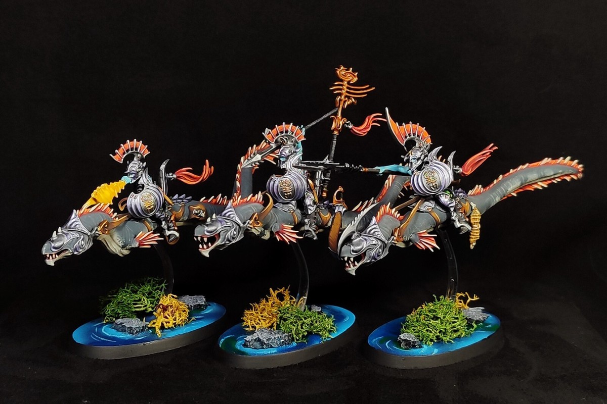 Akhelian Morrsarr Guard Idoneth Deepkin painted Warhammer FB AoS