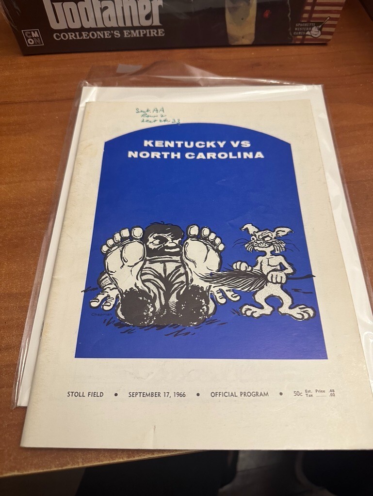 1966 North Carolina Football Program Tar Heels UNC vs Kentucky