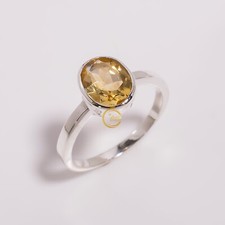 Yellow Citrine Cut Stone Ring 925 Sterling Silver Engagement Rings Gift Jewelry