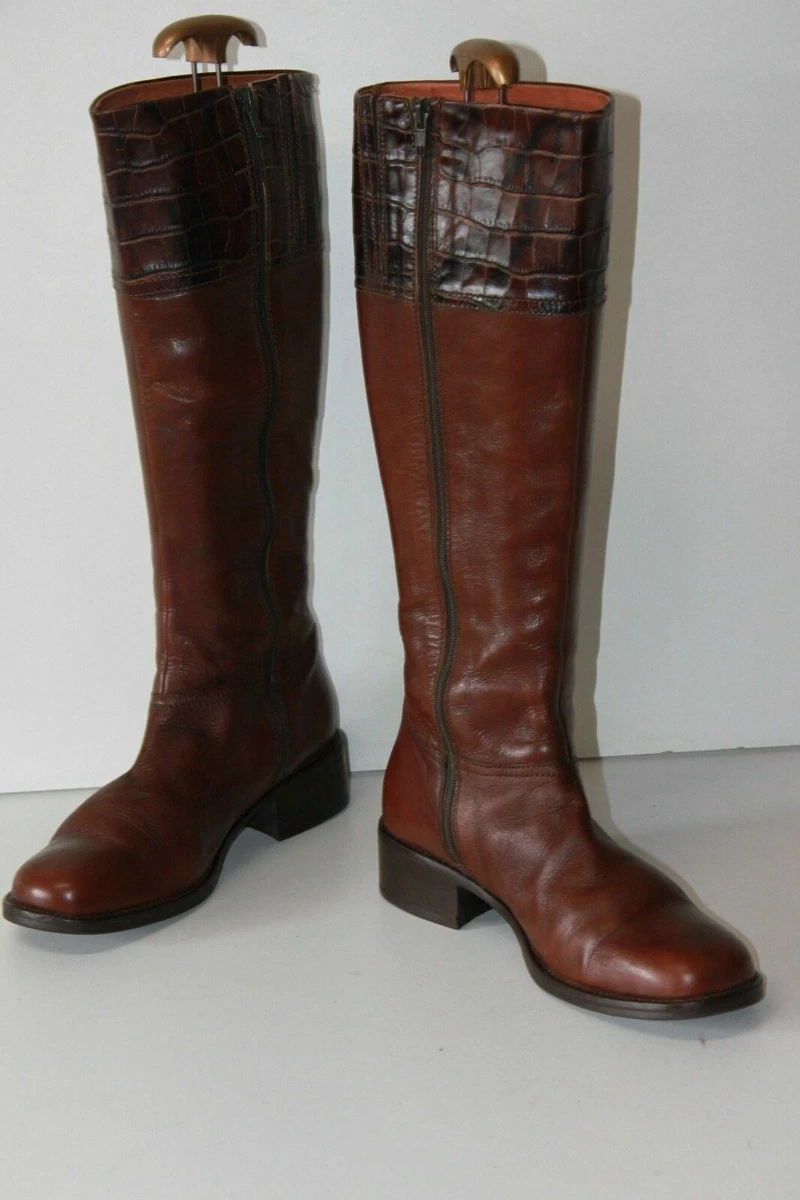 ANDRE Bottes Cuir Marron Doubl es Cuir T 38 Petits Talons TBE eBay