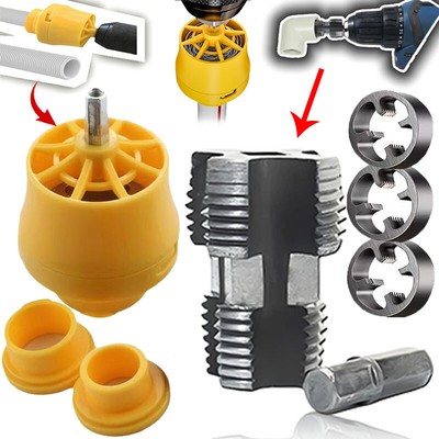 Electric Drill Compatible PVC Pipe Threader Kit with Various Die Sizes