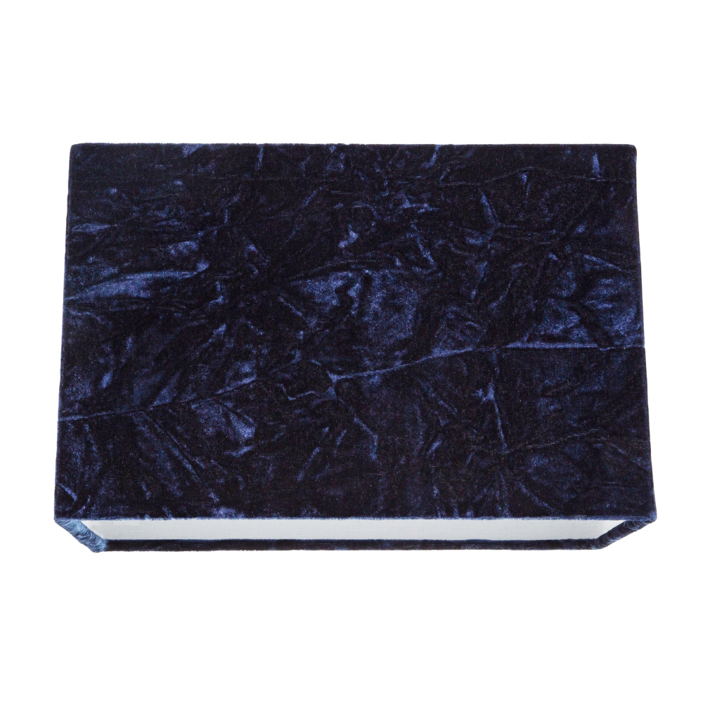 Contemporary Designer Midnight Blue Crushed Velvet Fabric Rectangular Lamp Sh...