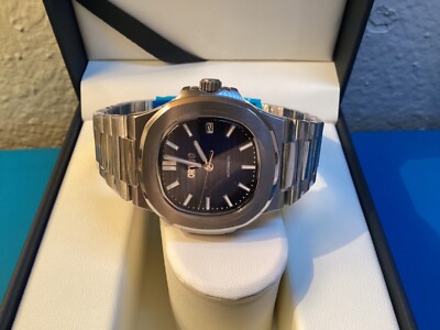 39MM Automatic Stainless Steel Watch * Dark Blue Face Dial * Free Shipping 