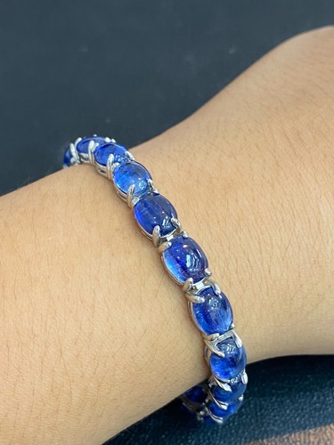 NATURAL KYANITE CAB 9X7 STERLING SILVER 925 BRACELET - 第 3/7 張圖片