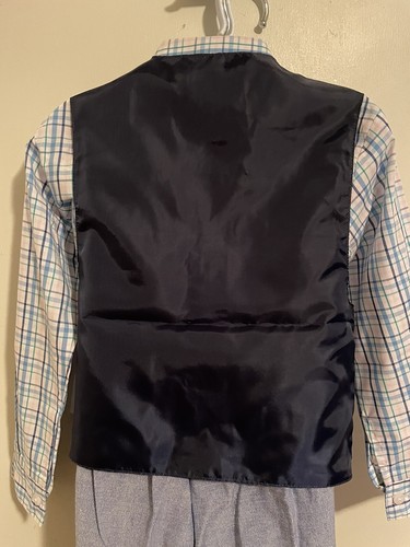 NWT Nautica 4 pc Boys Dress Set Size 5 Navy/Plaid Shirt Tie Suit - Picture 6 of 8
