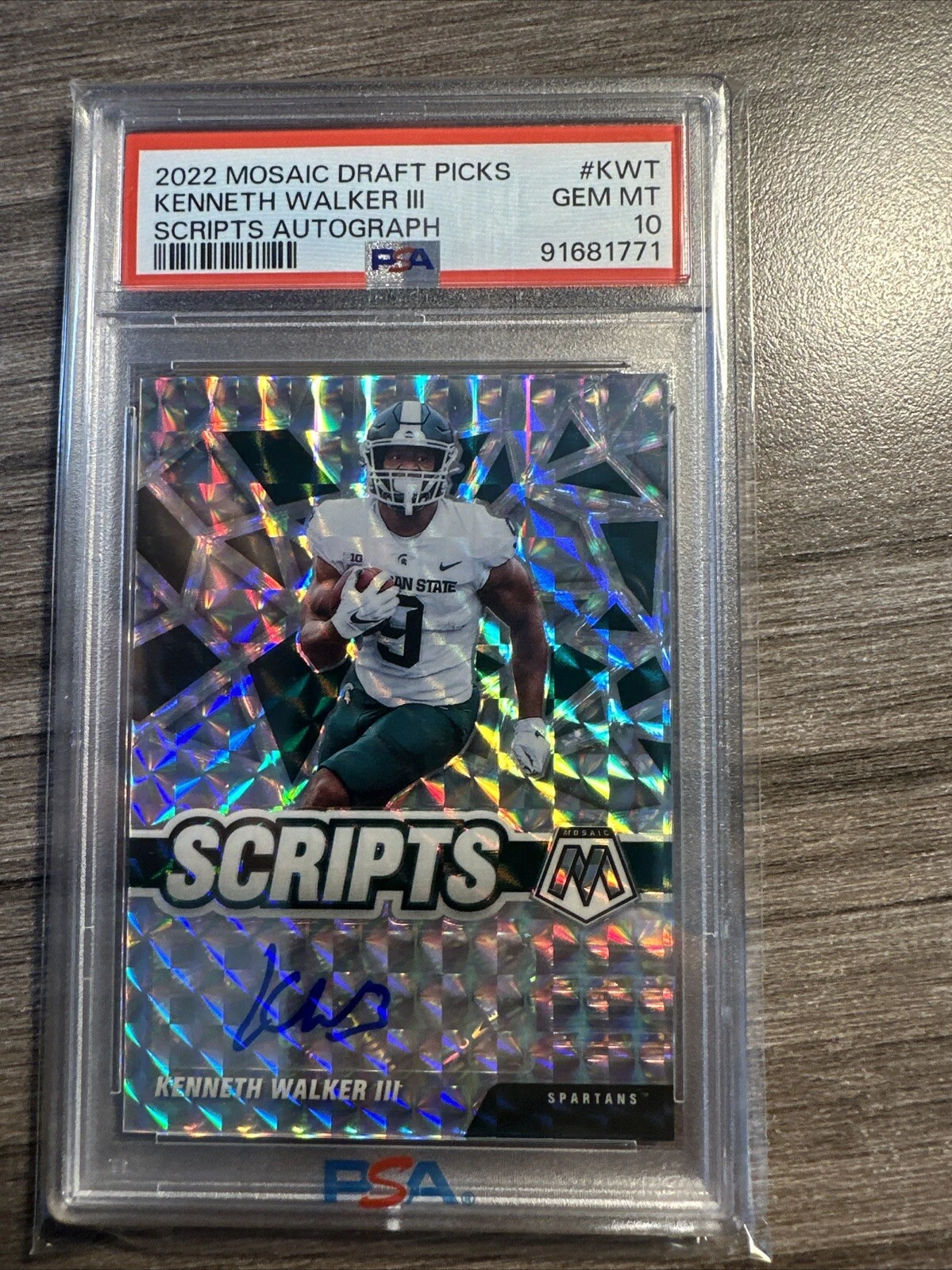Kenneth Walker III Panini Mosaic Draft Picks Scripts Autographs #KWT Base