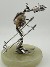 Vintage BAM Arezzo Italy Ski Jumper Sculpture Metal & Stone MCM Figurine 6”