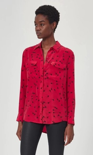 EQ Classic Star Print Equipment Silk Double Pocket Long Sleeve Blouse Lady Shirt - Bild 20 von 30