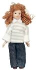 Dollhouse Modern Girl in Jeans Miniature Porcelain People Figure