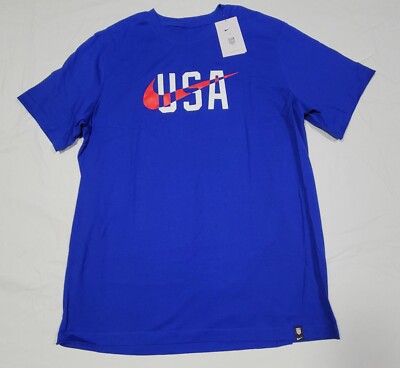 Nike T-Shirt Men  Blue USMNT  22 Team USA Swoosh Training Soccer DH7643-452 Blue