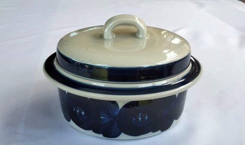 ARABIA ANEMONE BLUE POTTERY SOUP TUREEN ULLA PROCOPE 15CM DIAMETER - Foto 2 di 8