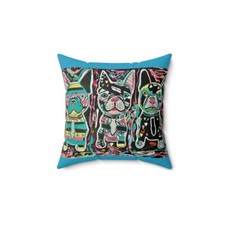 14"X14" Throw Pillow with Colorful Three Dogs Art Double Sided Print