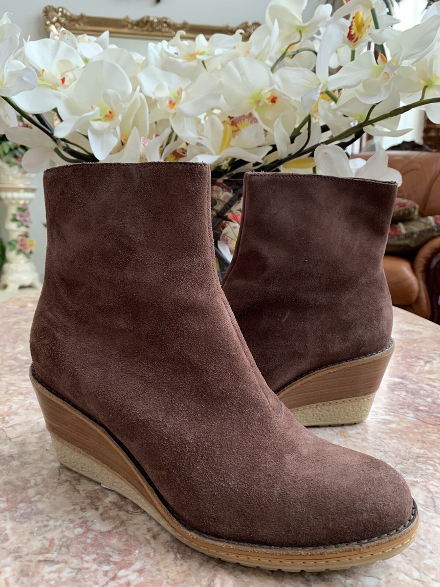 Cole Haan Brown Suede Rayna Waterproof Leather Wood Wedge  display picture 1