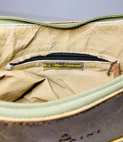 Vintage Eco Leather Brown Olive Green Shoulder Handbag Daisy made in Argentina - Picture 8 of 12