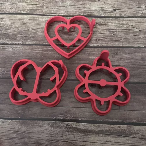 Williams Sonoma Silicone Red Pancake Molds: Butterfly, Heart, Flower Valentines