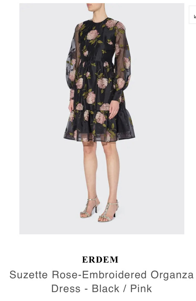 NWT Erdem Black Rose Embroidered Suzette Organza Dress US 6 UK 10 $4K | eBay