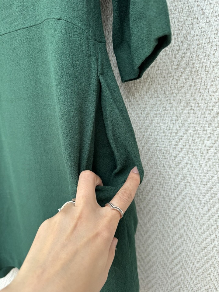 Toast Smock Dress Size 14 Dark Forest Green Wool Blend Pockets 3/4