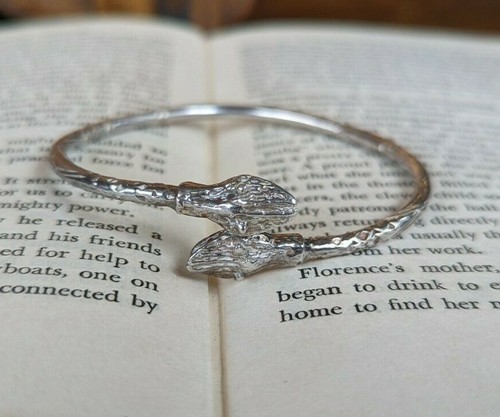 Brazalete Brazalete Vintage a Antiguo Serpiente Bypass Plata de Ley 925 Grabado - Imagen 1 de 8