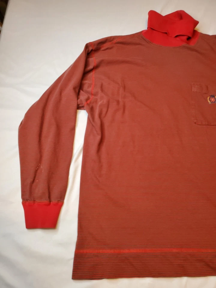 Tommy Hilfiger Shirt Striped Tutleneck Red Mens Medium 21.5x26.5 STAIN - Image 2 of 4
