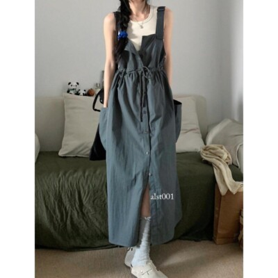 Women Girl Japanese Elastic Slip Dress Suspender Skirt Summer Loose Preppy