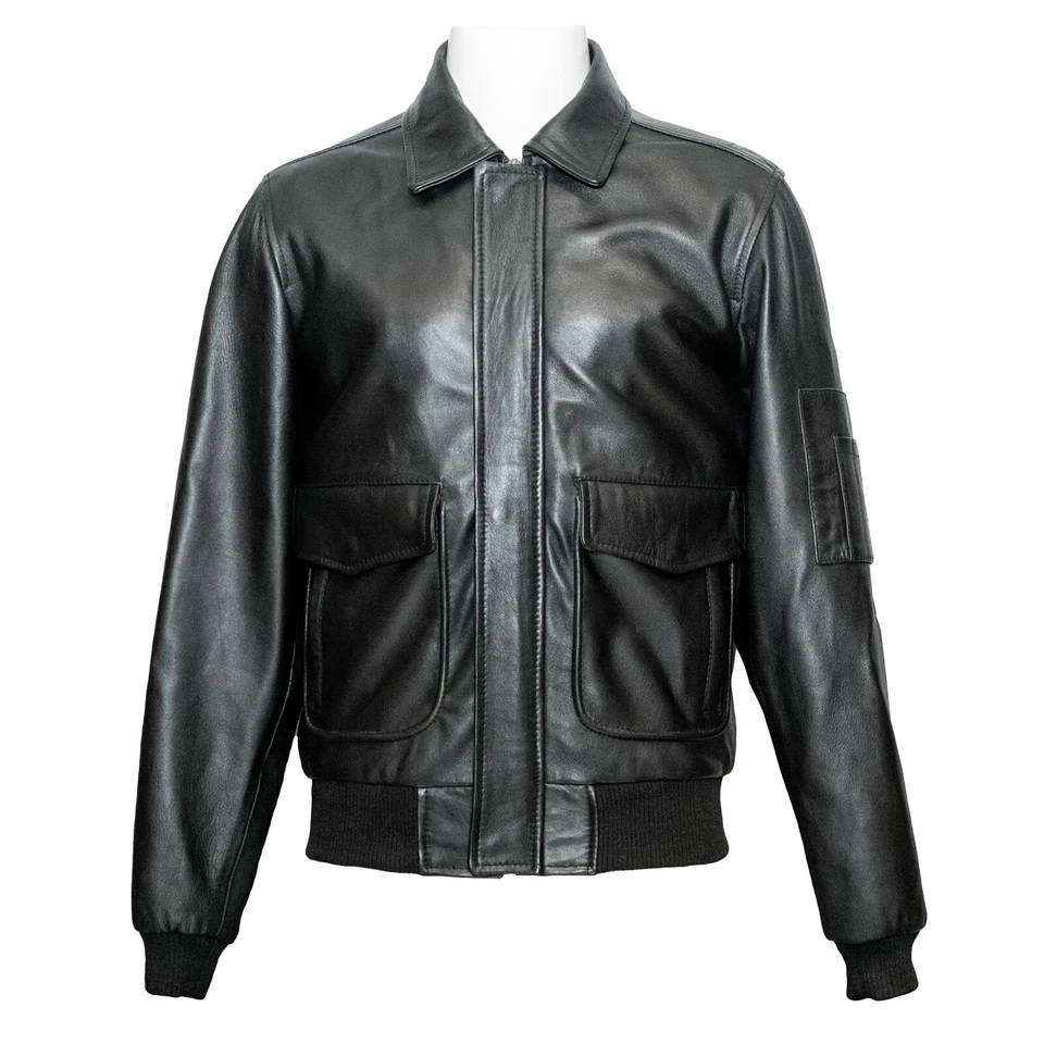 飞行员 G-1 飞行轰炸机夹克柔软羊皮皮革带可拆卸毛皮衣领 — 第 4/4 张图片