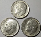 1956-D 1963 1964-D Roosevelt Silver Dime Lot 3x 90% Silver US Coins