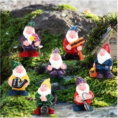 Miniature Garden Gnomes, 7 Pcs, Weatherproof Feengarten Fairy Decor, Outdoor