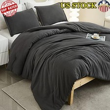 Grey Fluffy King Size Comforter Set 104x90 Lightweight All-season Cozy Bedding