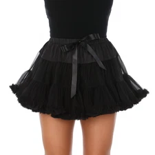Black TUTU Skirt Thick Dance Ladies Girls Bow Luxury Fancy Dress Costume Party