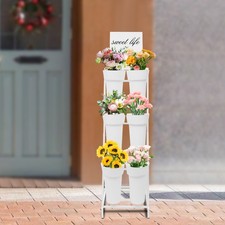 3-layer 6 Buckets Flower Display Stand Floral Display Rack Plants Storage Shelf