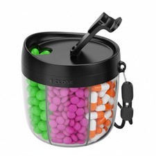 Portable Pill Dispenser, 7 Compartments, Anti-Mix Pill Organizer Black 