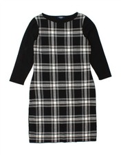 CHAPS Womens 3/4 Sleeve Jumper Dress UK 12 Medium Black Check Cotton RY01