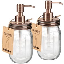 Mason Jar Liquid Soap Dispenser, 16OZ Glass Countertop Lotion Dispenser Bottl...