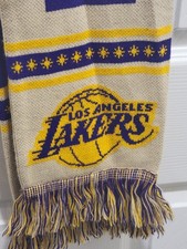 NBA Los Angeles Lakers Winter & Holiday Knit Scarf Purple & Gold Fringes