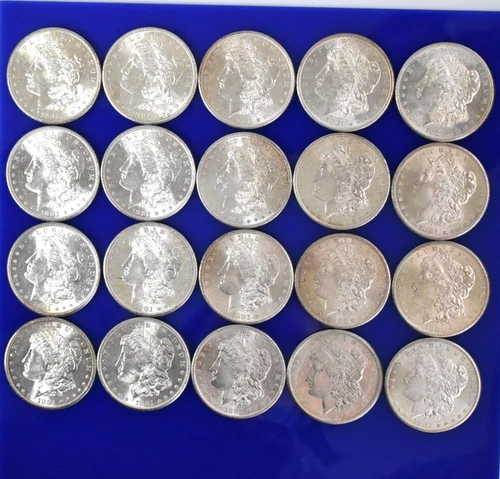 Roll of 20 1881 S Silver Morgan Dollars BU Original Mint State Frosty White