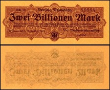 Germany 2 Billionen - Trillion Mark, 1923, P-S1028, UNC
